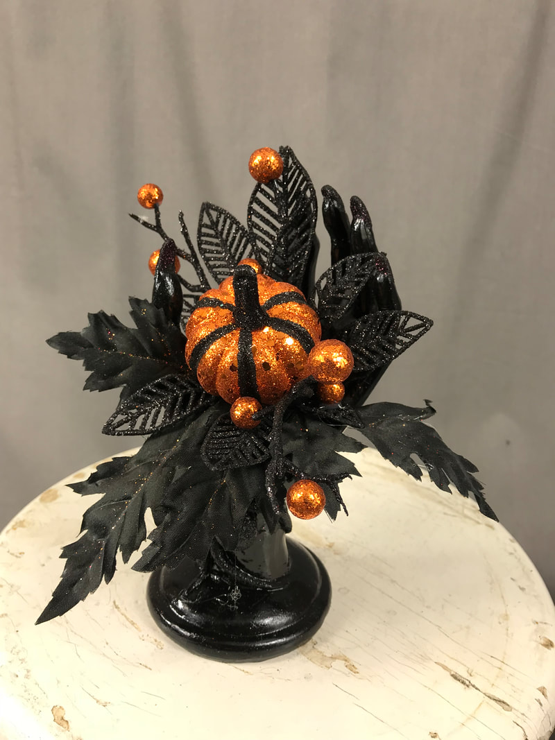 Skeleton Hand Orange and Black Halloween Decoration