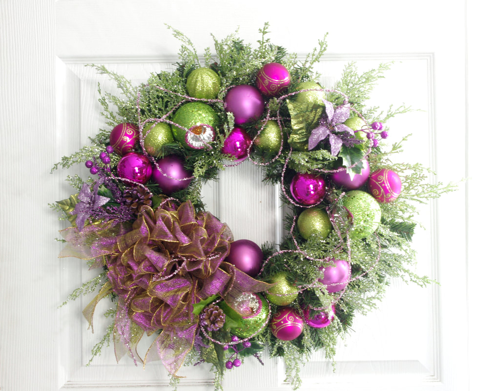 Christmas Wreath in Green and Lavender