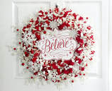 Red and White Believe Christmas Wreath